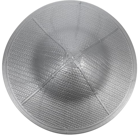 HONMEET Traditional Chinese Cone Plastic Hat for Party and Stage Performance, Silver Rustic Rainproof Cosplay Headwear for Adults and