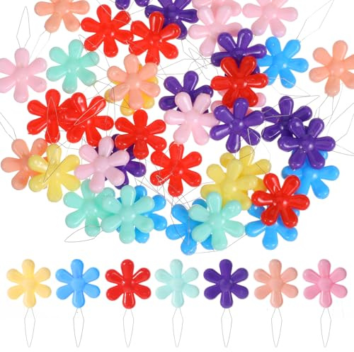 Set di 40 infila aghi multicolore, a forma di fiore, kit infila aghi da ricamo facile per occhi piccoli, accessori da cucito per anziani/mani artrite (colore carino)