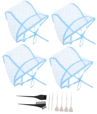 Cabilock 12 Pezzi Cuffia per Chioma con Fori Regolabile per Evidenziare Tinta Chioma in Pvc e Metallo con Ago Uncinetto per Uso Professionale e Domestico in Salone