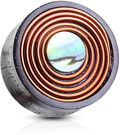 Autiga Holz Plug Flesh Tunnel Kupferdraht Perlmutt Wood Ear Plug Double Flared Saddle Fit Piercing