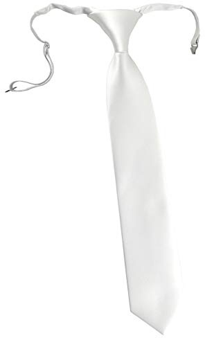 TigerTie barnslips i enfärgad – förbunden med elastiskt band, Vit, ca. Länge 37 cm (incl. Knoten)
