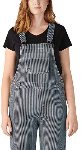 Dickies Women's Hickory Stripe Boyfriend Bib Overall Bib Overall