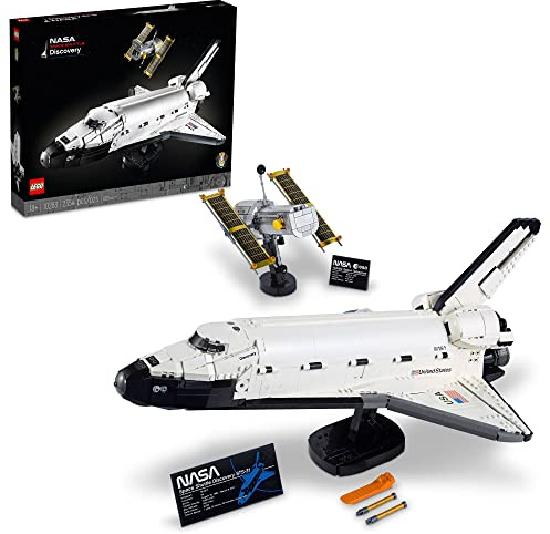 Lego Icons NASA Space Shuttle Discovery 10283 Model Building Set - Spaceship Collection with Hubble Telescope, Detailed Display for Home or Office Decor, Gift Idea for Adults