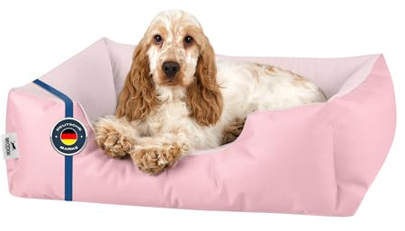 BedDog® Hundsäng Zara, hundsoffa av Cordura, mikrofibervelour, tvättbar hundsäng med kant, hundkudde, fyrkantig, inomhus, utomhus, M, PINK-York (rosa)