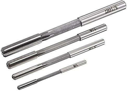 sourcing map 1/8 3/16 1/4 5/16 Chucking Reamer H7 Accuracy High Speed Steel Lathe Machine Reamer 6 Straight Flutes Round Shank Milling Cutter Tool Reamer Set for Bore Machining 4pcs