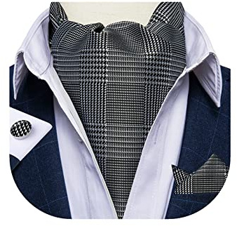 DiBanGu Seide Ascot Krawatte Taschentuch Manschettenknöpfe Paisley Schottenkaro Hochzeit Geschenkset | Paisleymuster, selbstgebundene Krawatte, einfach zu kombinieren, Taschentuch, Manschettenknöpfe, Hochzeit, Business, Party