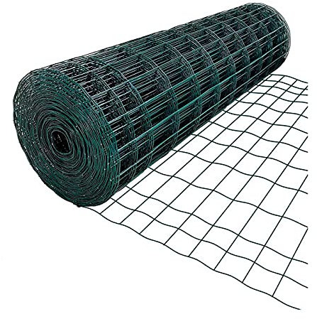 Acan Tradineur - Rollo de Malla metálica plastificada Cuadrada, Valla, Cierre de Alambre, cercar jardín, gallinero, finca, Alta Resistencia (Verde, 1 x 5 m)