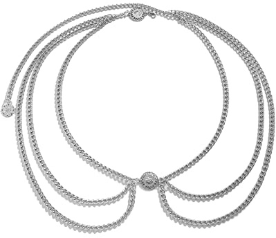 Wycian Körperkette Bauch, Body Chain Silber Sexy Hohle Blume 111CM Legierung Verstellbare Mehrschichtige Taillenkette für Frauen Mädchen