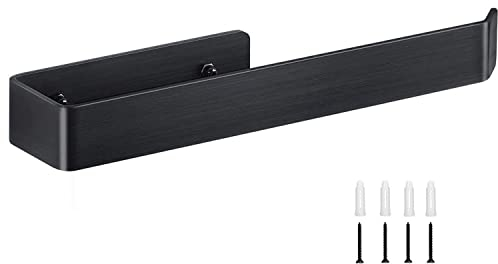 YUET Towel Rail Hand Towel Ring Holder Bar,Strong Self Adhesive Stick on Wall,Or Wall Mounted,Bathroom Holders Rod For Bathrooms Kitchen Dish Cloths Hanger Rack 304 Stainless Steel (Matte Black)