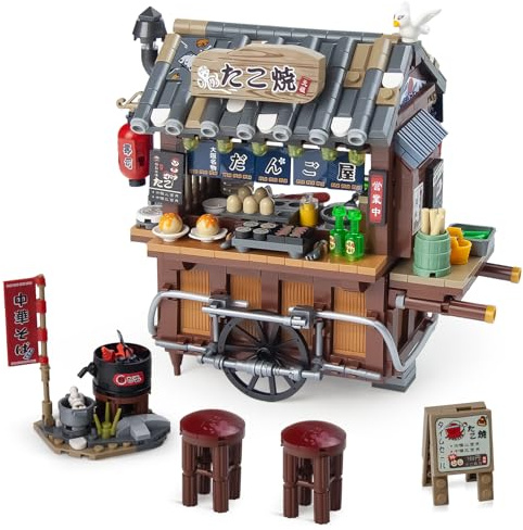 Japan Street View Mini Restaurant Takoyaki Trolley Building Set (951PCS)