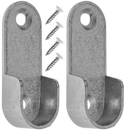 Support de tube d'armoire à visser, 2 pcs, pour tringles à vêtements ovales 30 x 15 mm ou rondes Ø 15 mm, support de tube d'armoire à 2 trous avec vis, support de tringle à vêtements Gris Argenté