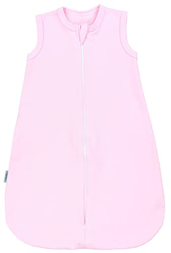 TupTam Sommerschlafsack Baby – Leichter Schlafsack Baby Sommer 0.5 TOG aus Baumwolle, OEKO-TEX zertifiziert, Unisex, Farbe: Rosa, Größe: 50-56
