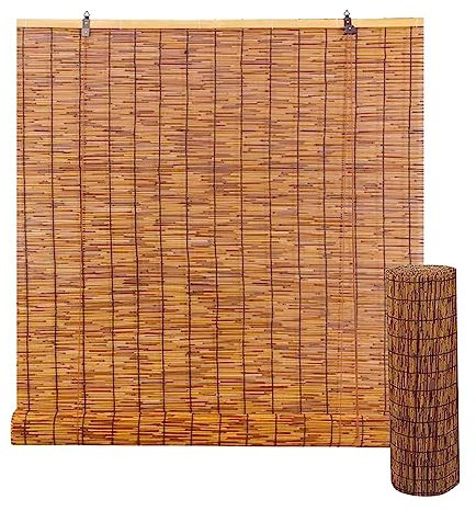 Reed Blinds Patio Shades Roll Up Outdoor Roman Shades for Windows Grass Curtain Privacy Screen Easy to Install Grass Mat Partition Door Curtain Blackout Sunshade Decoration Breathable ( Size : 50*60cm