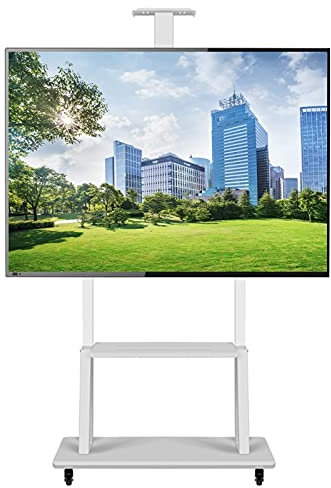 GGZONE Soporte/Carro De TV Universal Blanco con Ruedas para TV De 32-70 Pulgadas, Carro De TV Móvil para Sala De Juntas De Dormitorio para Televisores Led, LCD, OLED, Plasma, Capacidad De Carga 120Kg