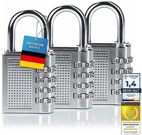 Zahlen-Schloss Nummernschloss Vorhängeschloss 4-Stellig; Reiseschloss Kofferschloss Sicherheitsschloss 35 mm Bügelhöhe (2 Stück)