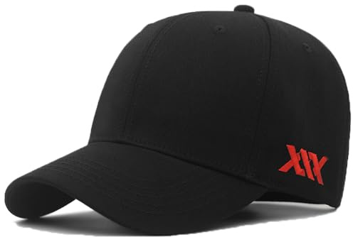 Stort huvud basebollkepsar för män överdimensionerad XXL stor huvudhatt plus storlek keps justerbar justerbar, 57 cm – 65 cm, Svart, XXL