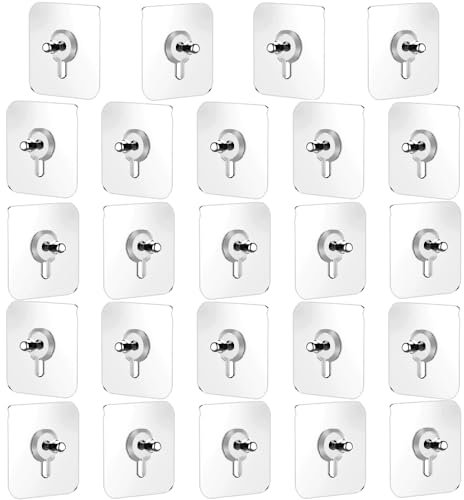 Lowats Adhésif Vis Murales 24 Pieces Vis Adhesive Clou Auto-Adhésif Clous de Suspension Auto-Adhésifs Autocollant à Vis Crochets Adhésifs Transparents Accroche Murale Sans Percer Crochet à Vis Mural