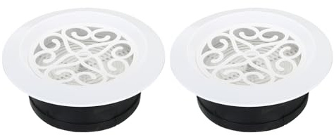 PATIKIL 6 Inch Round Air Vent, 2 Pack Adjustable Ceiling Diffuser Grill Cover ABS Louver Soffit Vent with Screen for Bathroom Kitchen Living Room, White
