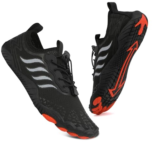 Badeschuhe Wasserschuhe Herren Damen Strandschuhe Barfußschuhe Sommer Schwimmschuhe Aquaschuhe Schnell Trocknen Surfschuhe Schwarz EU45