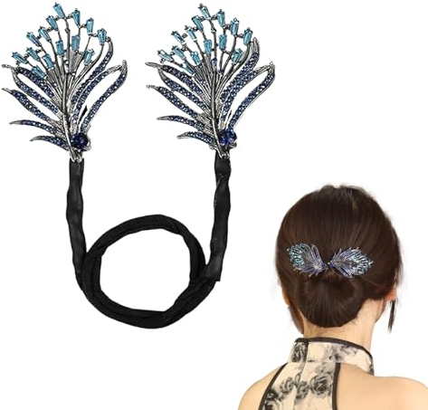 Dutt Maker,Strass Blumen Haarspange,Französische Twist Haarnadel Haarknotenmacher für Haare,Elegantes Haar Zubehör für Frauen, Geeignet für Mittleres Bis Langes Haar, Lazy-Haarknoten für Frauen,(Blau)