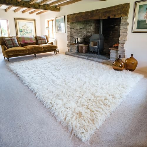 Arthur Cameron Flokati Wool Rug, Up to 240x350cm, High Density, Washable, Soft Pile (110x170cm, 2000, grm/sqft)