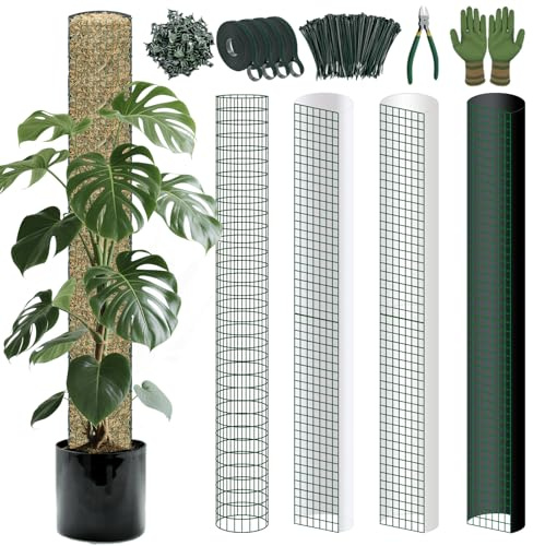 Metal Moss Poles for Climbing Plants, D-Shape Sphagnum Moss Pole Monstera Plant Support for Climbing Plants, DIY Plant Stakes Work with Sphagnum Moss (12ft D-Shaped & 28ft Round)