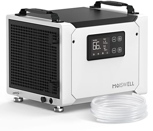 Moiswell 70 Pints Commercial Dehumidifier with Pump, Portable Crawl Space Dehumidifiers for Basement and Home, Energy Star Efficient Certified, Automatic Defrost | MOISWELL Defender ME-7S