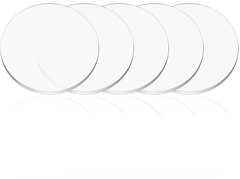 5 Stück 7.5 cm Klare Acrylscheibe, 5 mm dick, gegossenes PMMA, runde Platte, Acrylplatte Kreis aus synthetischem Glas, transparente Sockel für Figuren, DIY, Display
