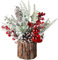 Centro de Mesa de Navidad - Decoración Artificial de 11 Pulgadas Con Árbol, Bayas Rojas, Cono de Pino y Verduras - Bricolaje para Chimenea