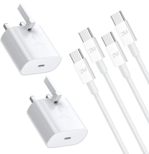 Samsung Fast Charger, 2Pack USB C Charging Plug UK and 2M Long Cable USBC to Type C for Samsung Galaxy S25 S24 S23 S22 S21 S20 A32 A33 A34 A35 A36 A56 A55 A5A A53 A52 A70 A17 A16 A15 A26 A25 A24 A23