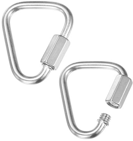 M METERXITY 2-Pack Quick Chain Link Connector, M4 5/32 316 Stainless Steel Triangle Locking Repair Chain Links for Swing/Camping/Hiking/Backpack, Twist Key Ring Screw Chain Link [Silver]