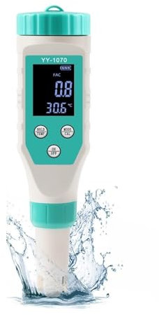 Medidor de TDS Monitor Digital de PH/cloro/ORP/EC/TDS/salinidad/Temp/FAC, Monitor de calidad del agua de piscina, probador de PH for piscina, acuario, Spa hidropónico para agua potable, piscinas y acu