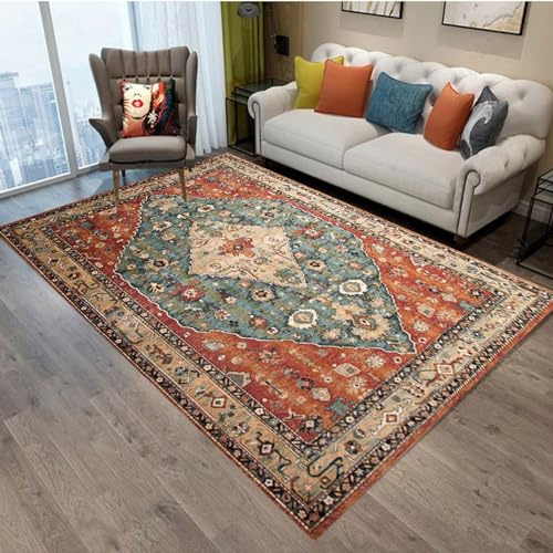 estera de la silla para pisos de alfombra， Alfombra de cocina for comedor, alfombra de dormitorio, alfombra de tacto suave, alfombras lavables de diseño Vintage de retales coloridos for decoración del