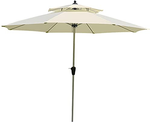 WDWDW Parasol de Plage 2,7 m Parasol d'extérieur Parasol de Plage, Grand Parasol imperméable à Double Toit, mât en Aluminium, Tissu en Polyester 220 g, Parasol de Jardin Rond, sauf