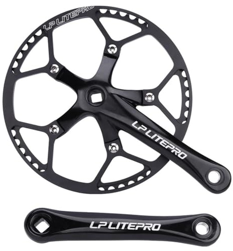 KANGXYSQ 170mm Klapprad Quadratische Kurbelgarnitur 45/47/53/56/58T Rundes Kettenblatt Faltrad Kurbelarm Set Aus Aluminiumlegierung(Black,53T)