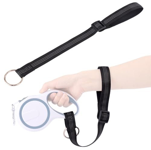 igadgitz home U7301 D-Ring Safety Dog Lead Wrist Strap, for Retractable & Standard Pet Leads - Black
