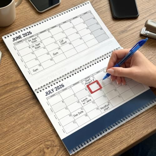 3 Months Easy View Calendar 2026 Office Desk Tri Fold Wall Planner Daily Routine Appointments Holidays Vertical Organiser Home School Study Office Spiral Planners Wall Calendars