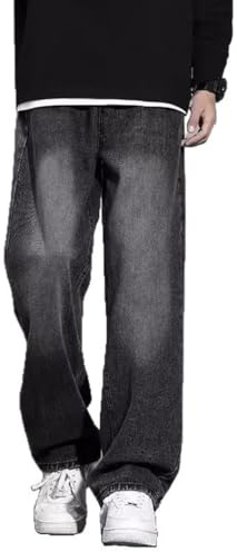 Oanviso Homme Jeans Y2K Pantalons en Denim Lâche Jean Baggy Mode Eté Casual Bassin Pantalon Ample Coupe Droite Style Hip-Hop Pants Larges Jambes B Noir L