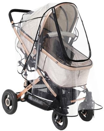 Regenschutz für Kinderwagen, transparent, universal, wasserdicht | winddicht, schneefest, transparent, für Jogging, Kinderwagen, mit Reißverschluss-Tür, Luftzirkulationsfenster für Kleinkinder