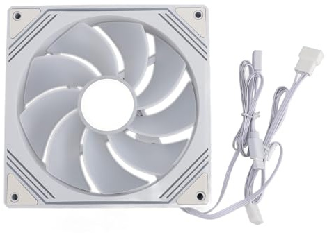 Aumotop Ventilador de Chasis ARGB, Luz de Refrigeración Silenciosa para CPU, Carcasa PC, Ventilador Silencioso Disipación Calor 140x140x25mm para Configuración Juegos (Blanco inverso)