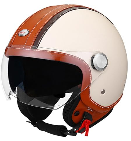 Caschi Da Moto Jet E Demi-Jet Con Visiera Aperto Casco Retrò Moto 3/4 Per Adulti Uomini Donne Cascos Mezzo Scodella Per Scooter Cruiser Omologato DOTECE Caschi Cromwell G,XXL:63-64CM