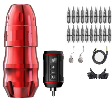 Kit Macchina For Penne For Tatuaggi Potente Motore Brushless Con Corsa 3.5-4.0-4.5mm Connettore Cavo RCA For Body Art Del Tatuaggio Azionamento Di Precisione(Red Kit)