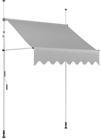 Infällbar vattentät uteplats markis – manuellt solskydd för utomhusbruk justerbar baldakin för terrassdörrar och fönster (E1 125,98 x 47 tum/320 x 120 cm)