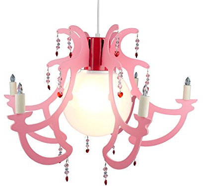 Niermann Standby Romantischer LED Kronleuchter für Kinderzimmer Lüster ROSATA LED Pendelleuchte in rosa lässt Mädchenherzen höher schlagen!