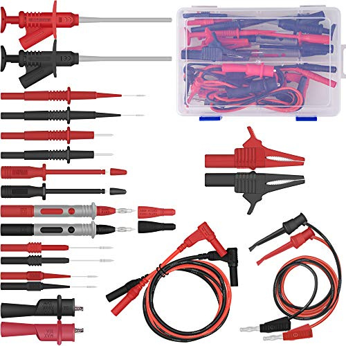 HANDSKIT-Messleitungen, Multimeter-Kit für elektronische Messleitungen, professionelles Digitalmultimeter-Zubehörset mit Messverlängerung, Krokodilklemmen, Prüfspitzen und Mini-Kolbenhaken, 22-teilig