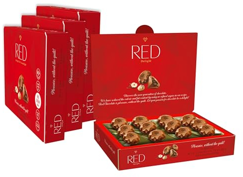 RED Pralinen aus kalorienreduzierter Milchschokolade mit zarter Nussfüllung ohne Zuckerzusatz, 132g