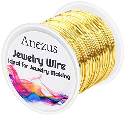anezus 20 Gauge Jewelry Wire for Jewelry Making, Craft Wire Tarnish Resistant Copper Beading Wire for Jewelry Making Supplies and Crafting (Gold)