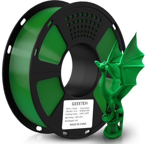 GEEETECH 3D Filament PETG 1,75 mm 1 kg für 3D Drucker Grün Maßgenauigkeit +/- 0,02 mm