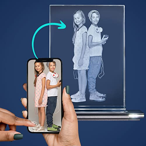 LOOXIS Glasfoto - Ihr Foto in hochwertiges Glas gelasert, mit hellem LED Leuchtsockel aus schwarzem Alu (Glasfoto mit Leuchtsockel, Gr. XXL Hoch 200 x 150 x 38 mm)