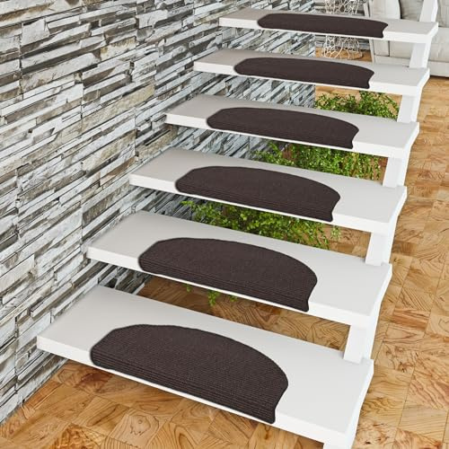 Pergamon Natur Sisal Stufenmatten Schwarz (halbrund) einzeln oder im 15er Set in 2 Größen